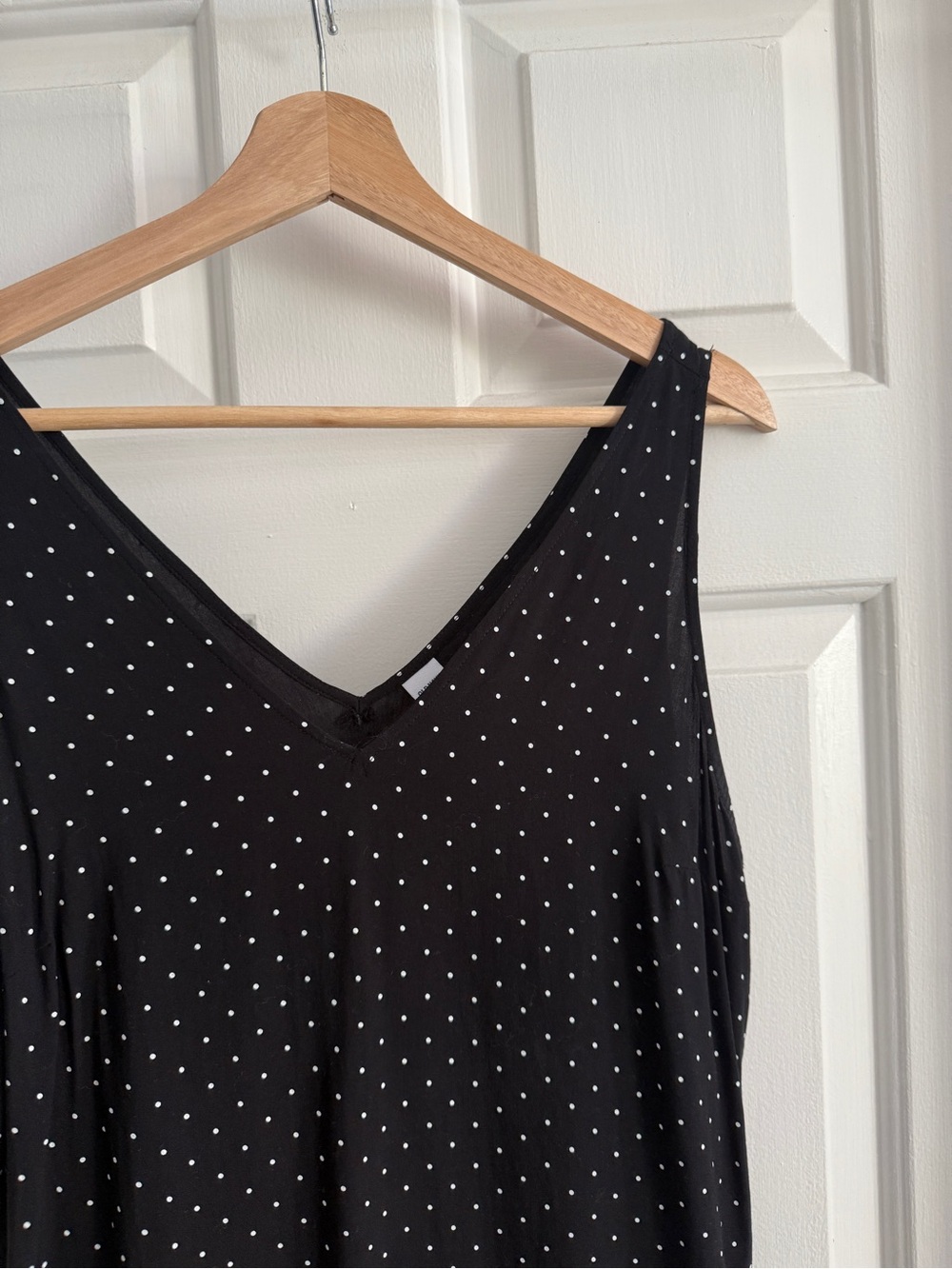 Lightweight Black Tank with White Polka Dots